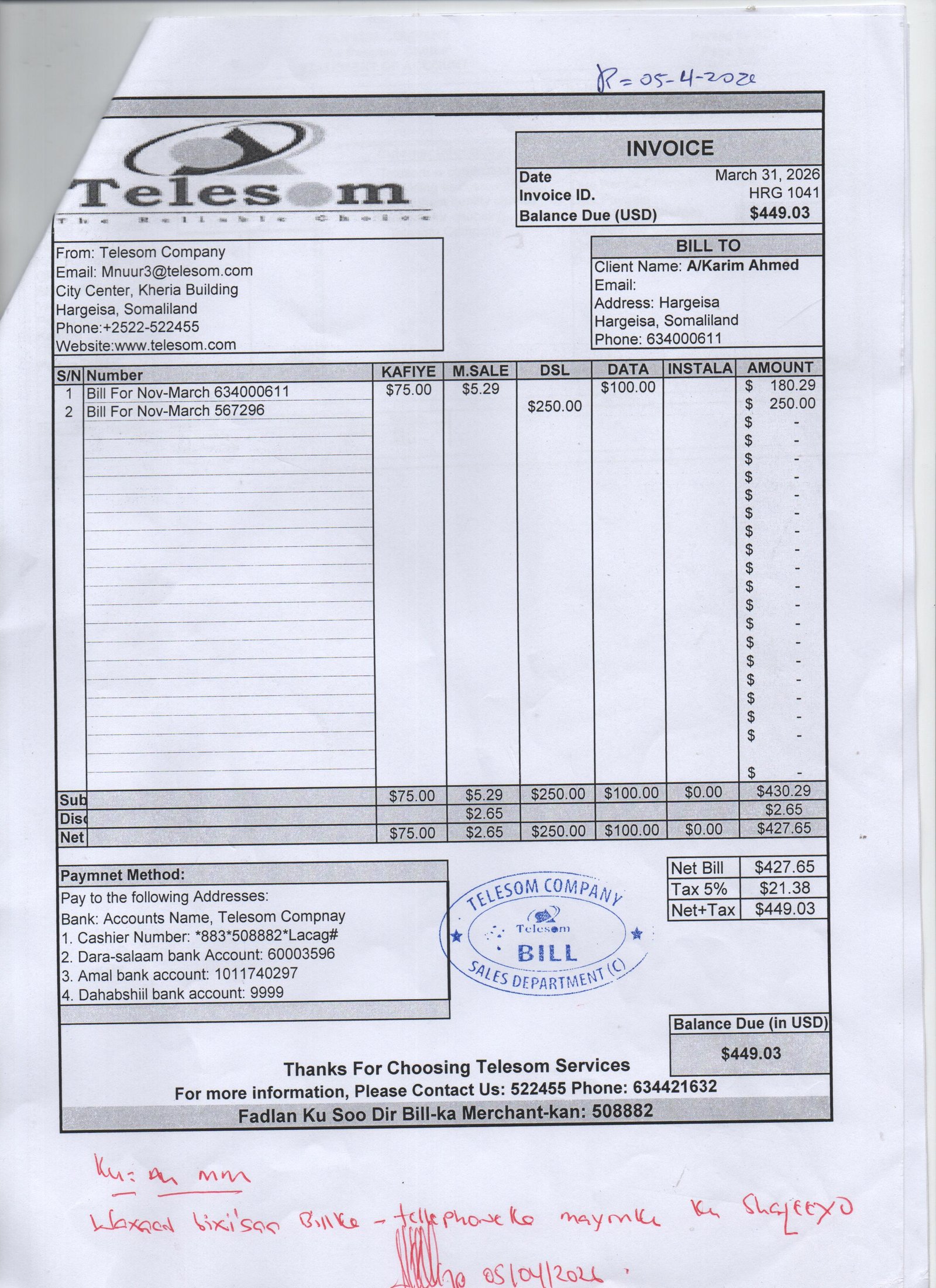 Bill Details